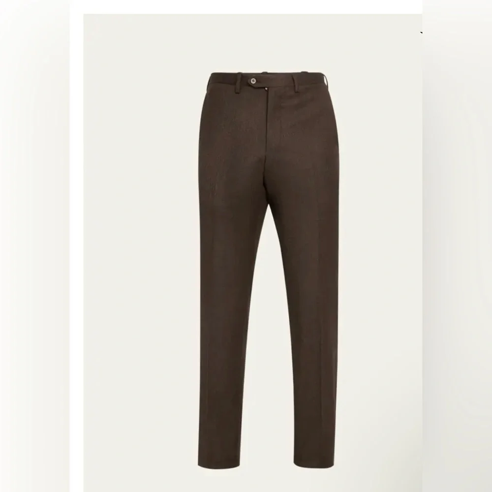 Trussini Mens Dress Pants Brown 100% Lana Wool 36 Men's Brown Dress Pants Sz 37